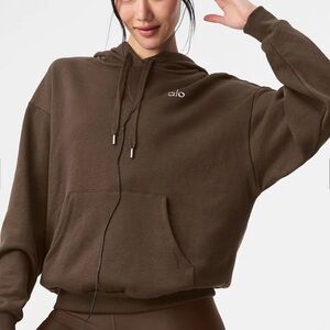 NWT Alo Yoga Accolade Hoodie Sweatshirt Espresso Brown XS